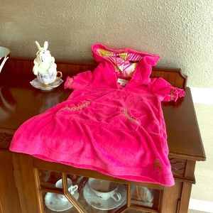 Cabana Life Fuschia Palm Front Terry Cover-up